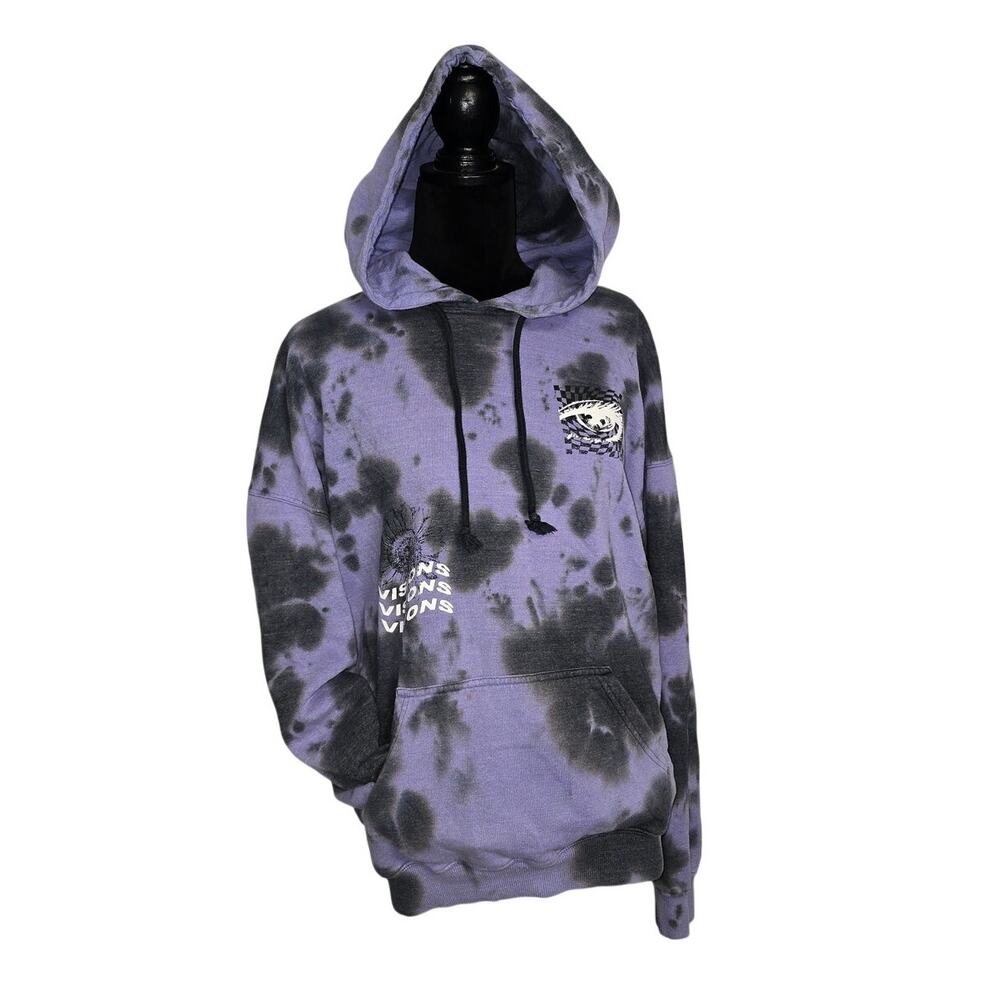 Neon Riot XL Purple Black Tie Dye Visions Eye Graphic Pullover Hoodie
